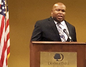 W.C. Blackmon speaks at a Toastmasters event at the Doubletree Hotel in Tampa.